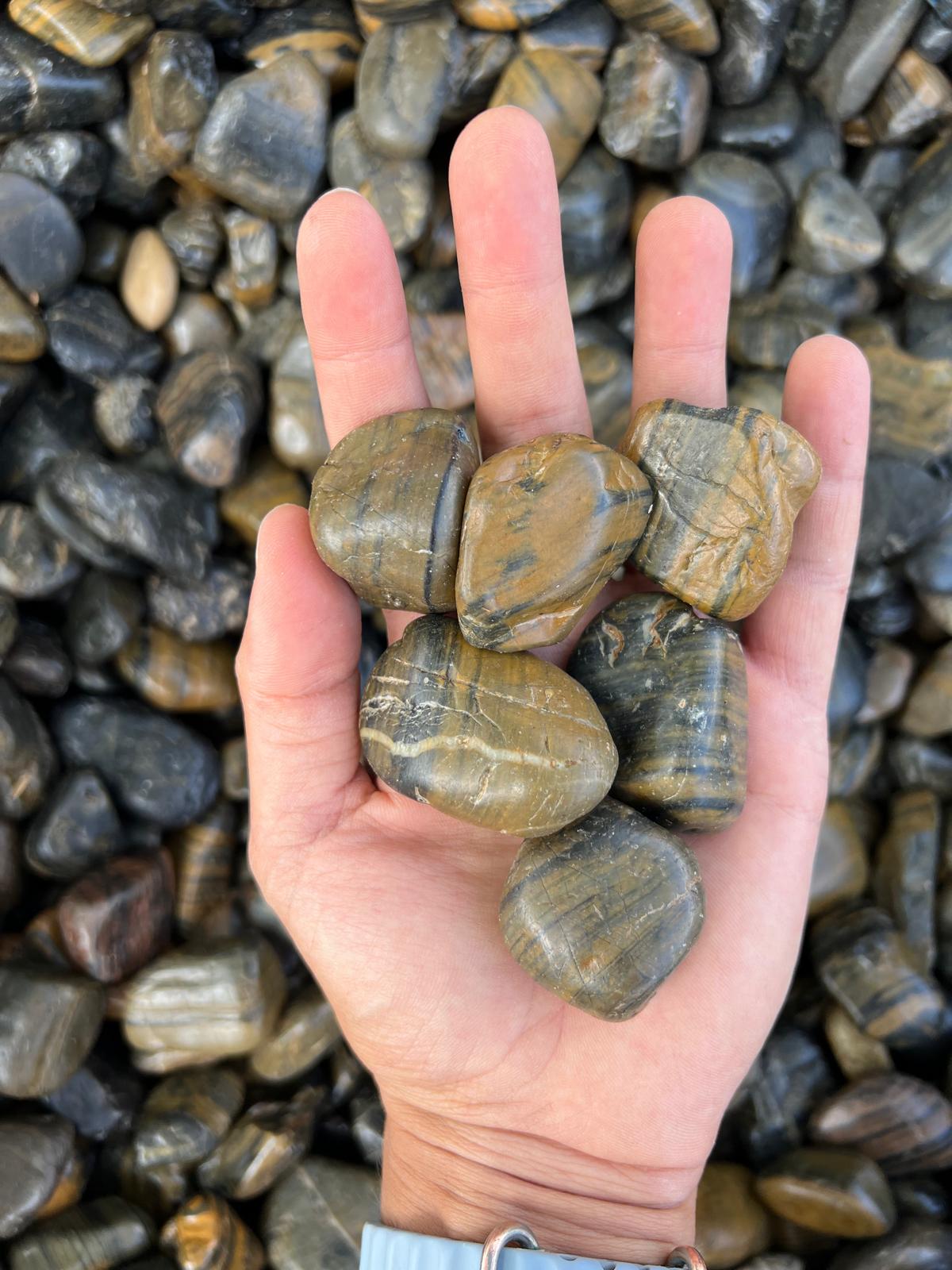 חלוקי נחל יפים לבית ולגינה brown and black pebbles זהב מדברי